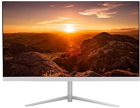 Monitor per Computer da 21,5 Pollici 1080p 75 Hz, Monitor Desktop Ultra Sottile 16:10 Bianco con Porta HDMI VGA CC e Supporto Monitor per PC da Studio Ad Ampio Angolo di Visione