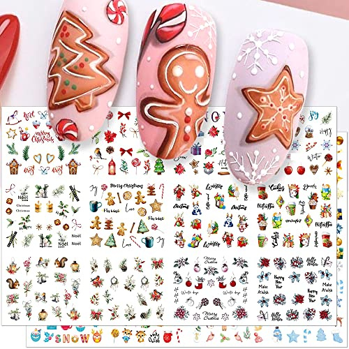 24 Stile Nagelsticker Weihnachten Wassertransfer Nagelaufkleber,Christmas Nail Art Stickers 3D Nailart Wasserabziehbilder Transfer Nail Sticker Weihnachtsbaum Schneemann Winter Nageldesign Aufkleber
