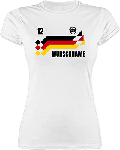 Geschenk mit Namen personalisiert by Shirtracer - Shirt Damen - 2026 Fussball WM Fanartikel - Deutschland Trikot mit Name und Nummer Germany