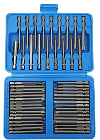 50 Pièces Jeu D'Embouts de Tournevis Extra Long carré Plat Hexagone Spline Embrayage Torq Multi Tailles Embouts de Tournevis