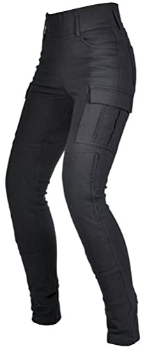Reinforced with Aramid Women Motorcycle Riding Pants CE Armor Slim Fit Knight Antifall Motorcross Racing Trousres Cargo L Black
