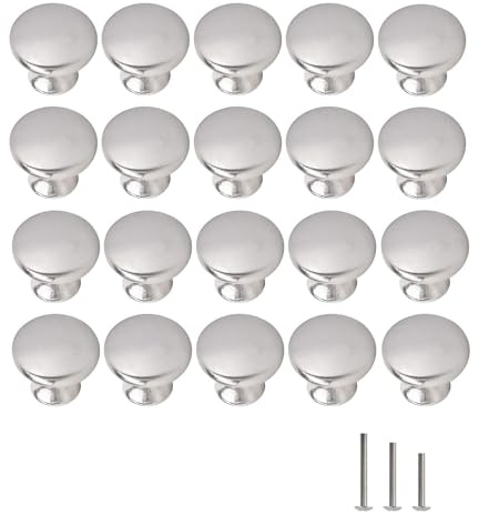 ShipeeKin 20x Gebürstete Nickel Schrankknöpfe Möbelknöpfe Rund Schubladenknöpfe 30mm für Kommode Küche Schrank