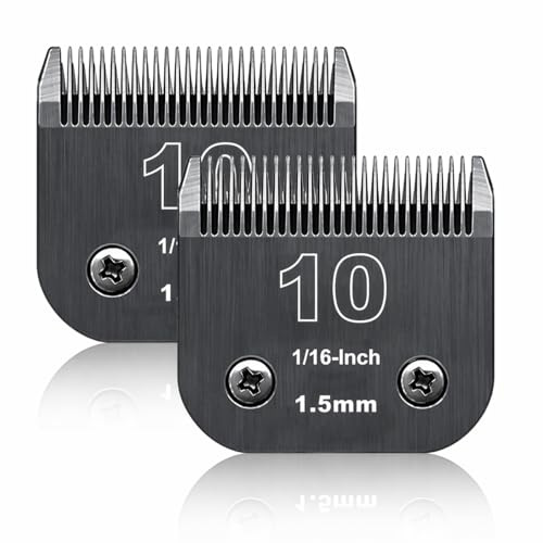 Ersatzklinge für die Hundepflege, kompatibel mit der Serie Heiniger/Moser Max45/Andis/Oster A5/Wahl 10 km Serie, Haarschneider für Hunde, Größe 10 1/16 Zoll (1,5 mm), Schnittlänge, 2 Stück, Schwarz