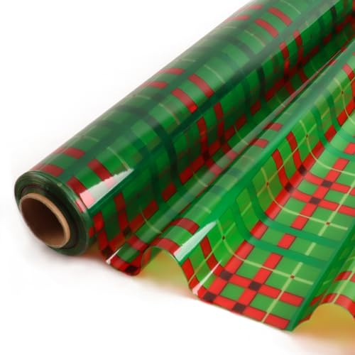 CMFYHM Weihnachts-Zellophanfolie, Rolle (86 cm x 30 m), 3 mm dick, lange Folie, Geschenkverpackungen für Körbe, Schachteln, Wein, Weihnachtsdekoration