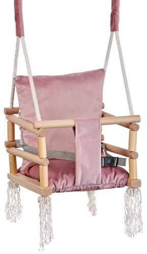 Love Gifts® Babyschaukel aus Holz hochwertig und geeignet als indoor Schaukel, montierbar an der Decke sowie im Türrahmen, Prestige-Pink, Made in EU