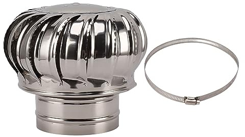 Mumusuki Chimney Spinner Cowl, Stainless Steel Anti Downdraught Rotating Chimney Cap Top Hat Cover with Clamp Fits Most Standard Chimney Pots (Thickened 150 Type)
