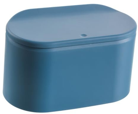 PRETYZOOM 1pièce Corbeille à Press-button Plastique Avec Couvercle Grand Volume Design Élégant Pour Salon Bureau Bleu