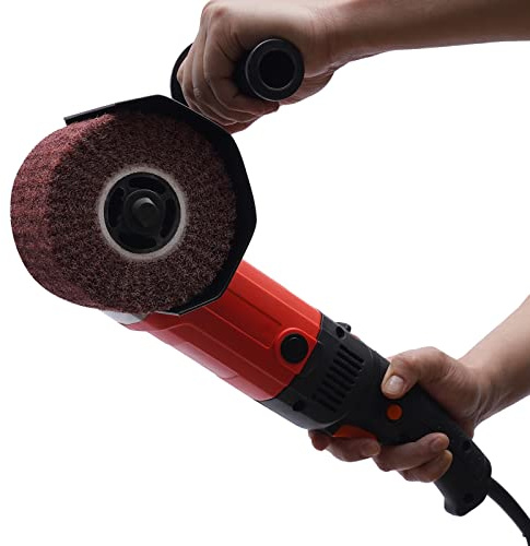 Begoniape Satiniermaschine Schleifmaschine 1400W Bürstenschleifer mit Schutzabdeckung Temperaturbegrenzung Walzenschleif für Schleifen Polieren Satinieren