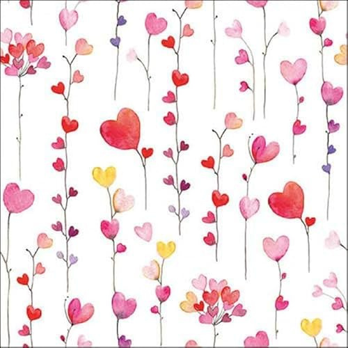 Servietten mit Herzen HEARTS ALL OVER mit Herzen in rot, rosa & pink Tisch-Dekoration Valentinstag Hochzeit Hochzeits-Deko Liebe Tisch-Dekoration (20, Hearts all over)