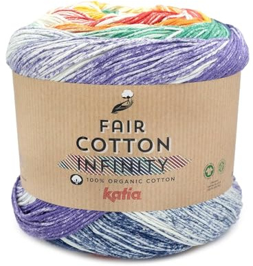 FAIR COTTON INFINITY von Katia 200 Gramm und 600 Meter (Orange-Dunkelblau-Grün-Rot (100)