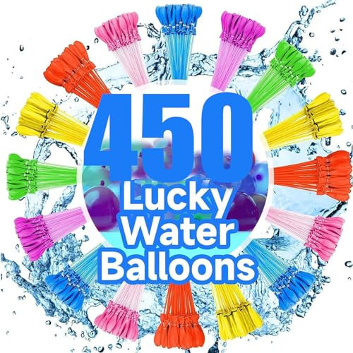 450 Stück Wasserbomben Selbstschließend,Water Balloons 60 Sekunden Schnellfüller Wasserbomben Set für Strände, Poolparty, Geburtstagsfeie, Bunt Gemischt Wasser Luftballons