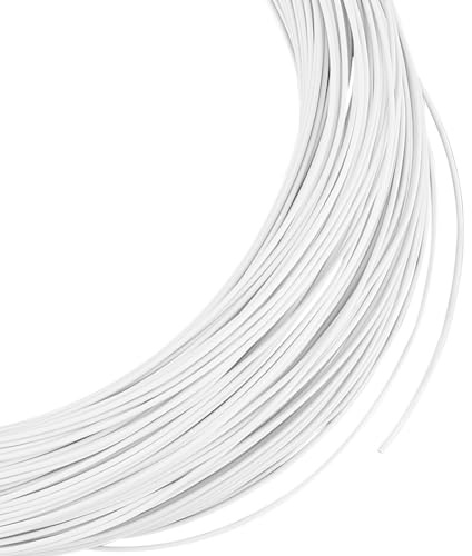 OLYCRAFT Alambre de carpintería blanco de 50 m, alambre floral de 1 mm de grosor, alambres redondos y suaves, alambres de hierro cubiertos de PVC, para manualidades y accesorios de costura