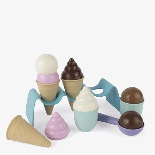 Dantoy Eis Spielzeug Set 14-teilig – Softeis, Kugeln & Waffeln | Rollenspiel Eisdiele für Kinder ab 2 Jahren | Schadstofffrei, spülmaschinenfest, hergestellt in Dänemark