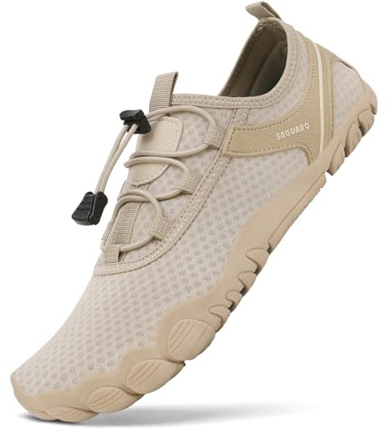SAGUARO Chaussures de Randonnée d'été Unisexes Chaussures de Sports Nautiques pour Homme Chaussures de Natation Antidérapantes avec Trous d'évacuation Beige 37 EU