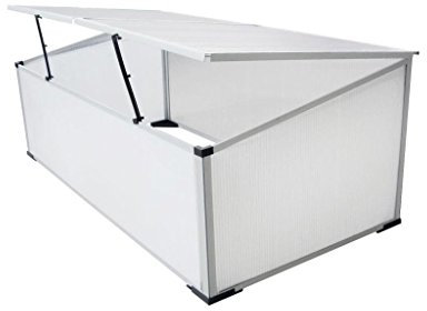 Vopese Cama fría 2 Tapas 110x55x41 cm Invernadero de Jardín Terraza Tipo Caseta Vivero Casero para Cultivo Plantas Flores Tomates