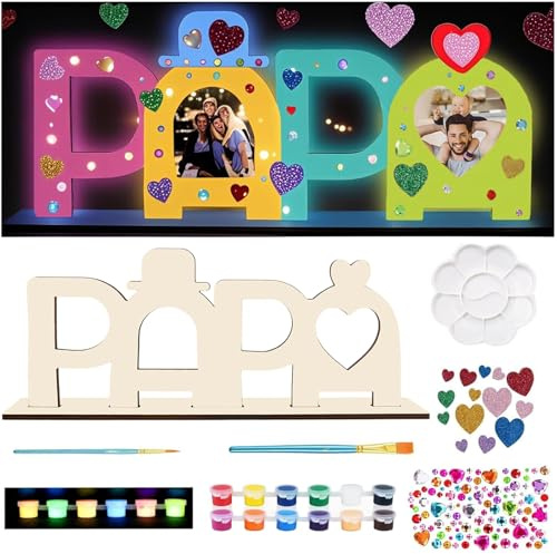 Charfia Regalo per la Festa del Papà per Papà, Cornice Immagini in Legno con Lettere Papà per il Compleanno del Papà, Regalo per il Papà per la Festa del Papà, Regalo di Compleanno per Papà
