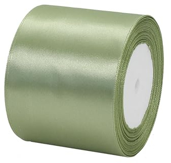 POPOYU Satinband Salbeigrün Breit,Salbeigrün Satin Schleife Groß,Satinband 8cm Breit,Baumwoll SchleifeBreit,Schleifenband xxl für Verpacken von Geschenken Ostern Weihnachten Hochzeit Dekorieren Aut