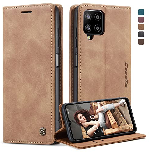 owlhold Coque Samsung Galaxy A12/M12, Housse Antichoc en Cuir PU Premium Fentes Cartes Etui Pochette de Portefeuille avec Fonction Support Case à Rabat pour Samsung Galaxy A12/M12 - Brun