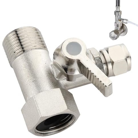 LANAFAY Adattatore Per Valvola Di Intercettazione a T 3/8 X 3/8 X 1/4, Deviatore Doccia 3 Vie, Connettore Acqua, Valvola di Arresto Quick-Adattatore Raccordo per Collegamento 2 Dispositivi