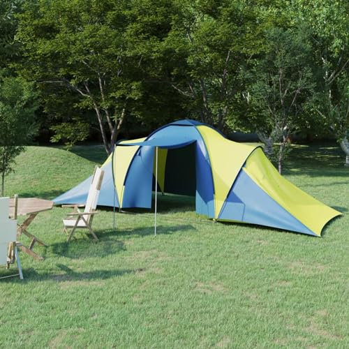 Homgoday Campingzelt 6 Personen Kuppelzelt Familienzelt Trekkingzelt Gartenzelt mit 2 Lüftungsfenster Wasserdicht Zelt für Camping Reise Trekking Blau und Gelb