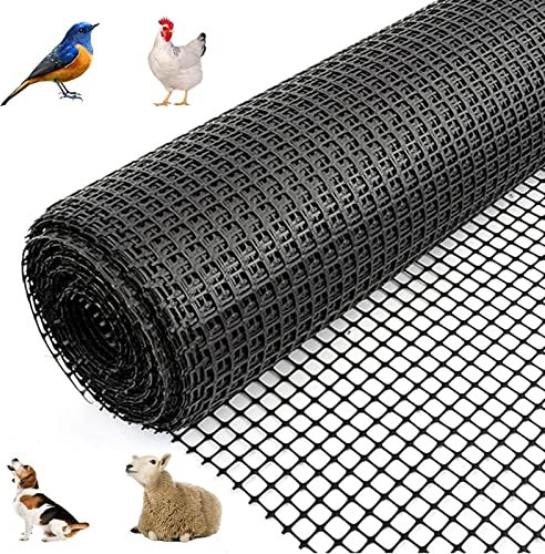 Red para Aves de Corral para Ciervos, pájaros y Perros, Red de plástico Enrollable Negra para jardín para Piscinas elevadas, Vallas temporales de Seguridad para Animales (Color: Ancho x alt