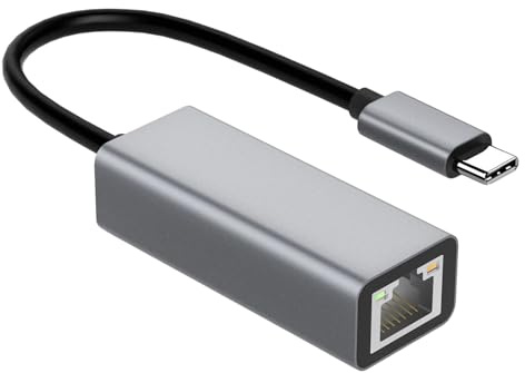 Adaptador Ethernet USB Tipo C, convertidor de Red RJ45 - Adaptador de Internet con Cable Gigabit para Ordenadores portátiles, tabletas, para una conectividad rápida en ent | Internet con Cable Gigabit para Ordenadores portátiles, tabletas, para una conectividad rápida en ent