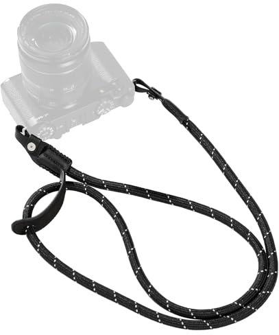 SMALLRIG Camera Neck Shoulder Strap, Adjustable Braided Strap with O-Ring and Leather Pad for DSLR or Mirrorless Camera, Black - 4882