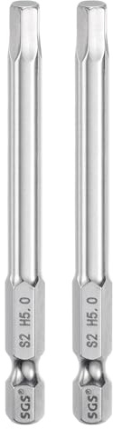 QUARKZMAN 2pz Punte per Cacciavite Chiave Esagonale 5mm (H5) Metrico 1/4 Attacco Esagonali 75mm (3) Punta Magnetica Lunghe Acciaio S2 Punta per Trapano Piatta Grado Industriale per Viti