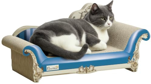 PawHut Cat Scratching Board 2-in-1 Cardboard Lounge with Catnip, Blue | Cat Scratching Board