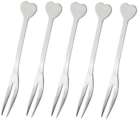 PRETYZOOM 5 Pièces 2 Fourchettes à 2 Dents Escargot Martini Boire Brochettes Pour L'apéritif Cocktail Fourchette De Dégustation Fourchettes Apéritif Silver