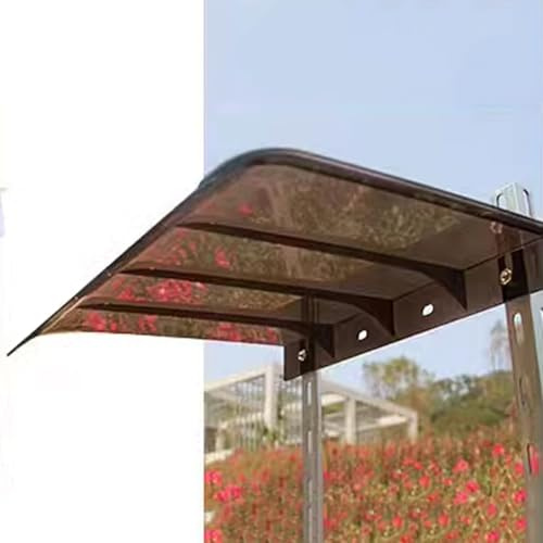 Abri Banne Entrée,Auvent de Porte et Fenêtres Incurvé,Marquise Solaire Abri en Polycarbonate Extérieur,pour la Protection Contre la Pluie/la Neige/la Lumière du Soleil (Brown,50x80cm/20 x32)