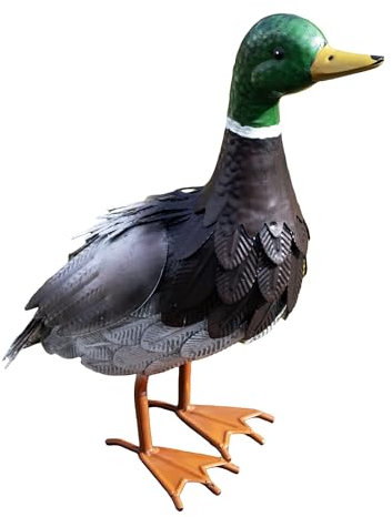 Darthome Large 39cm Metal Duck Garden Ornament 30x39x15.5cm Outdoor Farmyard Bird Sculpture Statue