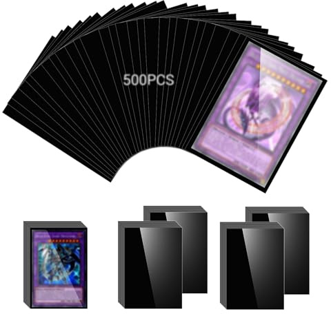 KOMABLEN 500 Weiche Stück Kartenhülle, 66 x 91 mm Standard Kartenhüllen, Transparente Sammelkarten hüllen, Card Sleeves, Karten Hüllen für MTG, TCG, Pokemon, Baseball und Fußballkarten Schwarz