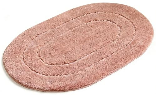 Badezimmerteppich Rosa Oval 40x60, Mikrofaser Badteppich mit rutschfester Struktur, maschinenwaschbar bathroom mat–Kleiner Badvorleger für Badewanne, Badezimmer und Waschbecken