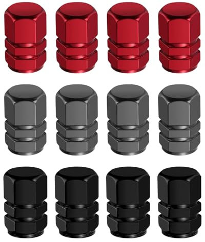 ZEXIJOW 12 tapones de aluminio para válvulas de neumáticos,Universales con sello para motocicletas,Camiones, bicicletas y coches,Tapones metálicos antipolvo para neumáticos de coche