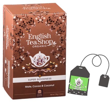 English Tea Shop | Infuso BIO Yerba Mate Cacao Zenzero Cocco - 20 Filtri in Eco Box (35 Gr) | Infuso Erbe Frutta Spezie