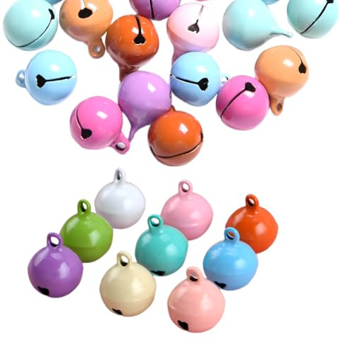 50 Pezzi Colorate Piccola Campana 22mm, Colorate Metallo Campanellini,Mini Campane Natalizi,Decorazioni Natalizie e Produzione di Decorazioni Fatte a Mano(Stile 2)