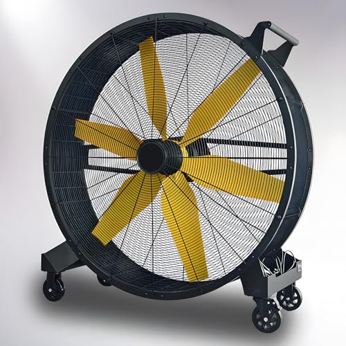KIBONCY High Velocity Heavy Duty Metal Drum Fan, Industrial Floor Fan, With 360° Adjustable Tilt, For Commercial, Factory, Basement B