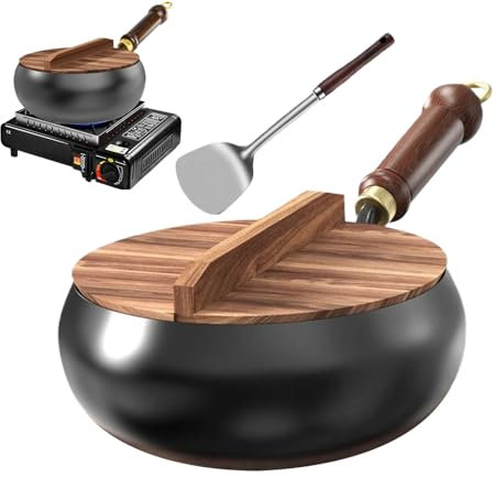 Generico Pentola In Ghisa, Pentolame In Ghisa Per Cucina Antiaderente, Padella Per Friggere Con Coperchio E Spatola, Wok Cinese A Fondo Piano Utensili Da Cucina Per Casa E Ristorante