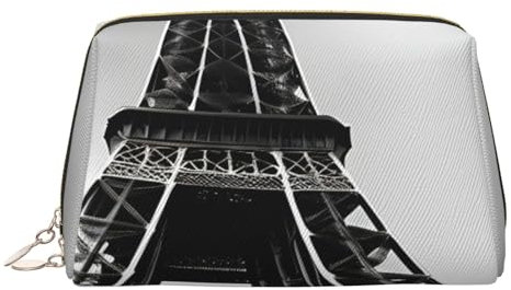 BBEXJIGY Beauty case da viaggio in pelle nera con stampa Torre Eiffel Parigi per donna borsa cosmetica borsa per cosmetici