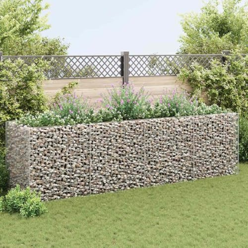 HaoChrymec Gabbione per Letto Rialzato in Acciaio Zincato, Gabbioni Metallici per Pietre con Struttura Rinforzata, Cestino Parete Giardino per Bordure e Aiuole, 360×90×100 cm