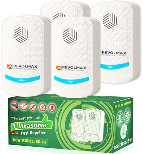 T-1, Ultrasonic Pest Control Repeller - Electronic & Ultrasound, Indoor Plug-in Repellent - Get rid of - Rodents, Mice, Squirrels, Bats, Insects, Bed Bugs, Ants, Fleas, Spiders, Roaches (4Pack)