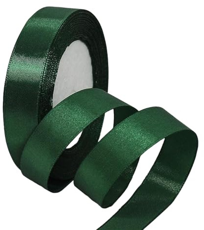 20 mm dunkelgrünes Satinband, 22 m, Stoff-Haarschnur für Handwerk, Blumensträuße, Geschenkverpackungen, Hochzeit, Schleifenherstellung und Valentinstag, Weihnachtsdekoration (Dunkelgrün, 2 cm)