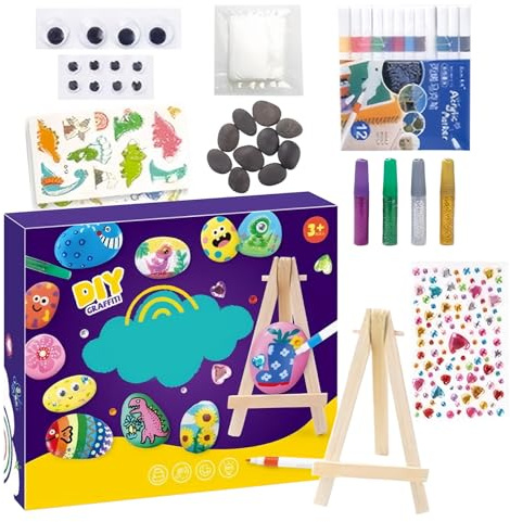 Générique Kit De Peinture Sur Galets Pour - Brillant dans le Noir Kit de Peinture sur Pierre pour Enfant,Set de Artistique sur Galets pour Garçons Filles