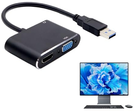 Adaptador De USB A Alta Definición para Monitores Adaptador para Portátiles | Conector Plug and Play Transmisión de Señal 1920X1080 para TV Ordenador Portátil de Casa
