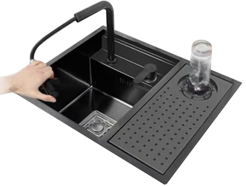 Wohnmobil-Küchenbar-Spüle, Versteckte Edelstahlspüle Mit Abdeckung Und Wasserhahn, Siphon-Design Für Balkon, Studio-Apartment, Außenbereich Und Handwaschbecken(Sink+faucet B)