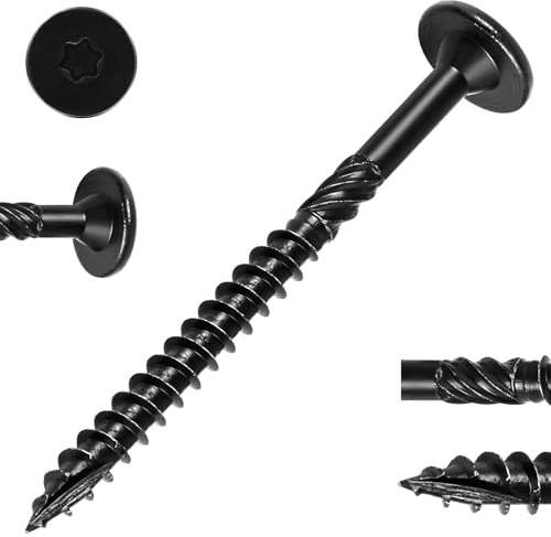 Kryonix Structural Lag Screws #14 x 2-7/8 Inch, 50-PCS Wood Screws, Black Deck Screws, Heavy Duty Exterior Construction Screws, Star Torx Drive, with T30 Bit - Rust Resistant, for Timber/Log