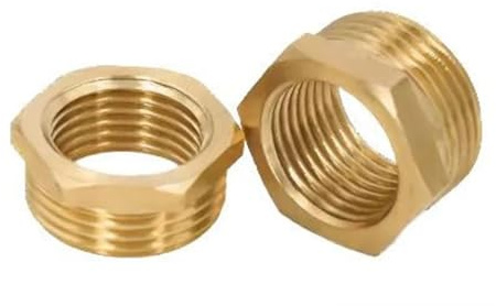 VAYEODEYU Brass Garden Hose Connector, Pack Of 2 Brass Hex Bushing Reducer F To M Threaded Multiple Sizes Water Gas Adapter(1/2-3/4)