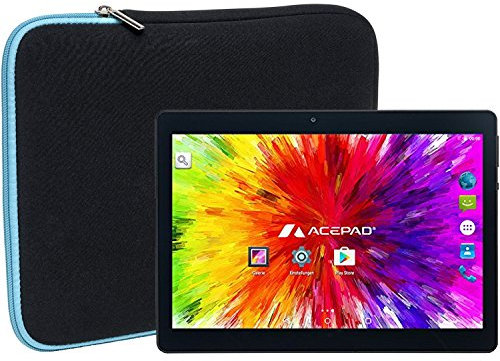Slabo Tablet Tasche Schutzhülle für ACEPAD A140 Hülle Etui Case Phablet aus Neopren – TÜRKIS/SCHWARZ