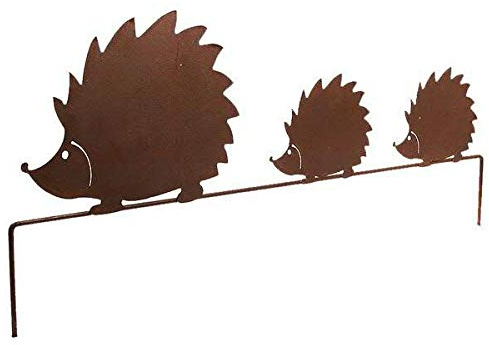 Wunderschöner & Hochwertiger Gartenstecker - Tier Figur Rost Stecker/Tierfigur Große Auswahl Edelrost Gartenfigur Metall Gartendeko (Igelfamilie - Breite 75cm)